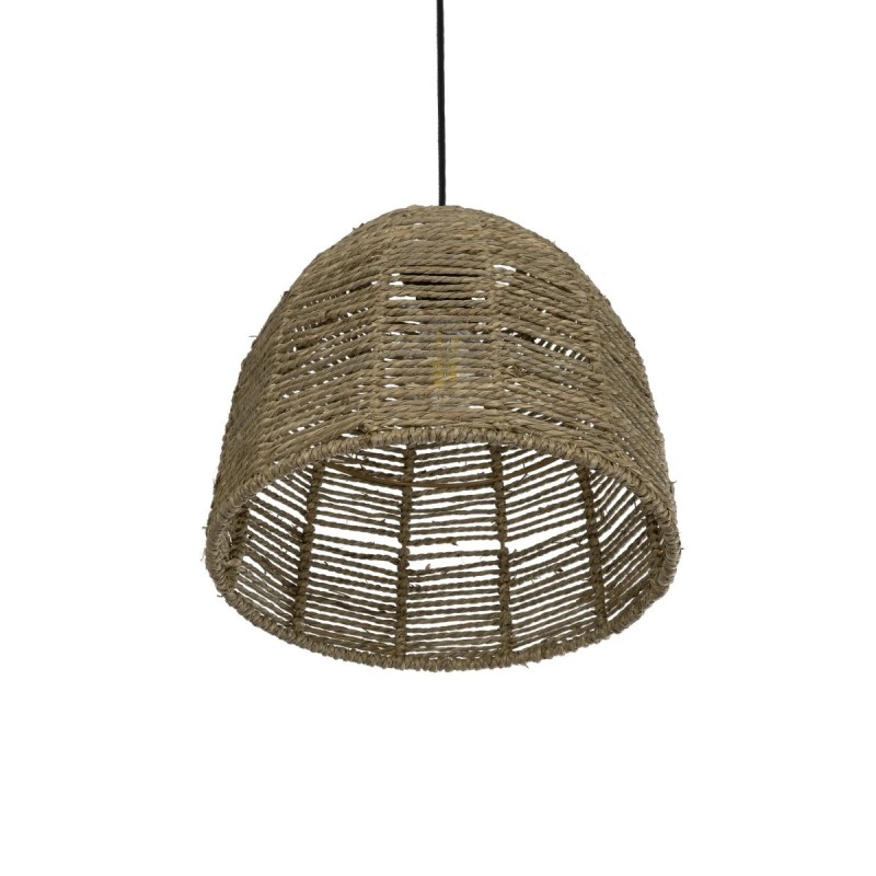 GloboStar® MEKA 204-0162 Boho Κρεμαστό Φωτιστικό Καμπάνα Μονόφωτο 1 x E27 IP20 Καφε Σχοινί - Μ31 x Π31 x Υ26cm