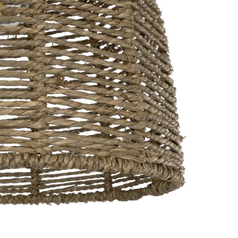 GloboStar® MEKA 204-0162 Boho Κρεμαστό Φωτιστικό Καμπάνα Μονόφωτο 1 x E27 IP20 Καφε Σχοινί - Μ31 x Π31 x Υ26cm