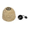GloboStar® MEKA 204-0163 Boho Κρεμαστό Φωτιστικό Καμπάνα Μονόφωτο 1 x E27 IP20 Μπεζ Rattan - Μ30 x Π30 x Υ25cm