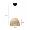 GloboStar® MEKA 204-0163 Boho Κρεμαστό Φωτιστικό Καμπάνα Μονόφωτο 1 x E27 IP20 Μπεζ Rattan - Μ30 x Π30 x Υ25cm