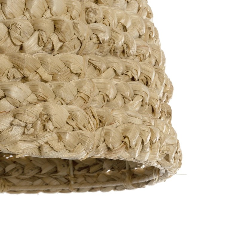 GloboStar® MEKA 204-0163 Boho Κρεμαστό Φωτιστικό Καμπάνα Μονόφωτο 1 x E27 IP20 Μπεζ Rattan - Μ30 x Π30 x Υ25cm