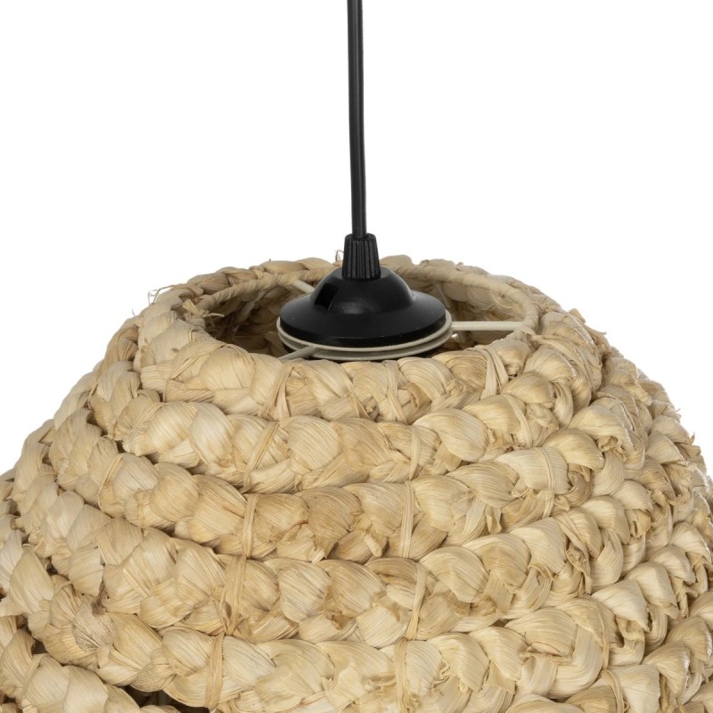 GloboStar® MEKA 204-0163 Boho Κρεμαστό Φωτιστικό Καμπάνα Μονόφωτο 1 x E27 IP20 Μπεζ Rattan - Μ30 x Π30 x Υ25cm