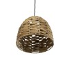 GloboStar® MEKA 204-0165 Boho Κρεμαστό Φωτιστικό Καμπάνα Μονόφωτο 1 x E27 IP20 Μπεζ Rattan - Μ30 x Π30 x Υ25cm
