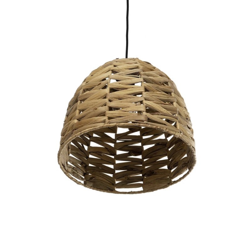 GloboStar® MEKA 204-0165 Boho Κρεμαστό Φωτιστικό Καμπάνα Μονόφωτο 1 x E27 IP20 Μπεζ Rattan - Μ30 x Π30 x Υ25cm