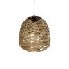 GloboStar® MEKA 204-0165 Boho Κρεμαστό Φωτιστικό Καμπάνα Μονόφωτο 1 x E27 IP20 Μπεζ Rattan - Μ30 x Π30 x Υ25cm