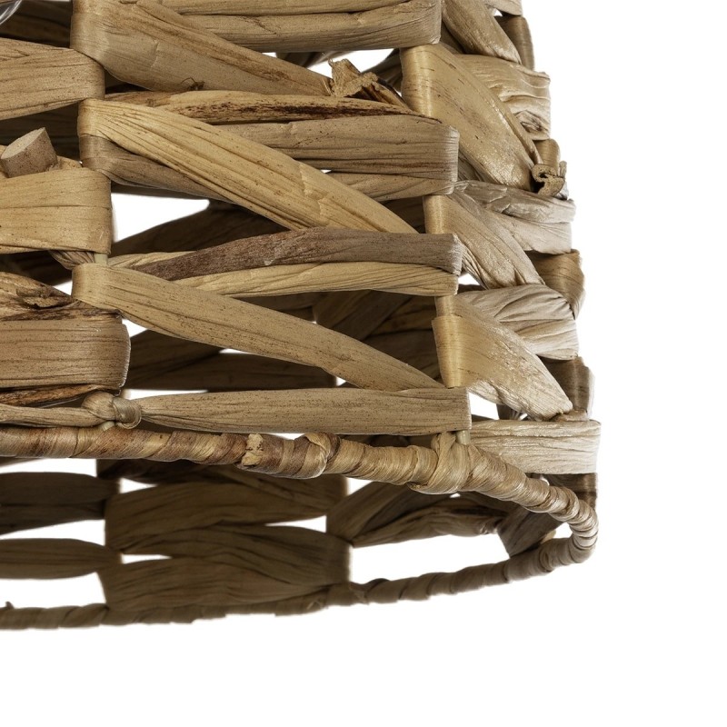 GloboStar® MEKA 204-0165 Boho Κρεμαστό Φωτιστικό Καμπάνα Μονόφωτο 1 x E27 IP20 Μπεζ Rattan - Μ30 x Π30 x Υ25cm