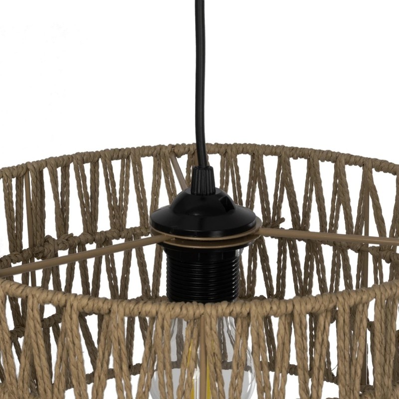 GloboStar® POMEGRANDE 204-0166 Boho Κρεμαστό Φωτιστικό Kαπέλο Μονόφωτο 1 x E27 IP20 Μπεζ Σχοινί - Μ30 x Π30 x Υ15cm