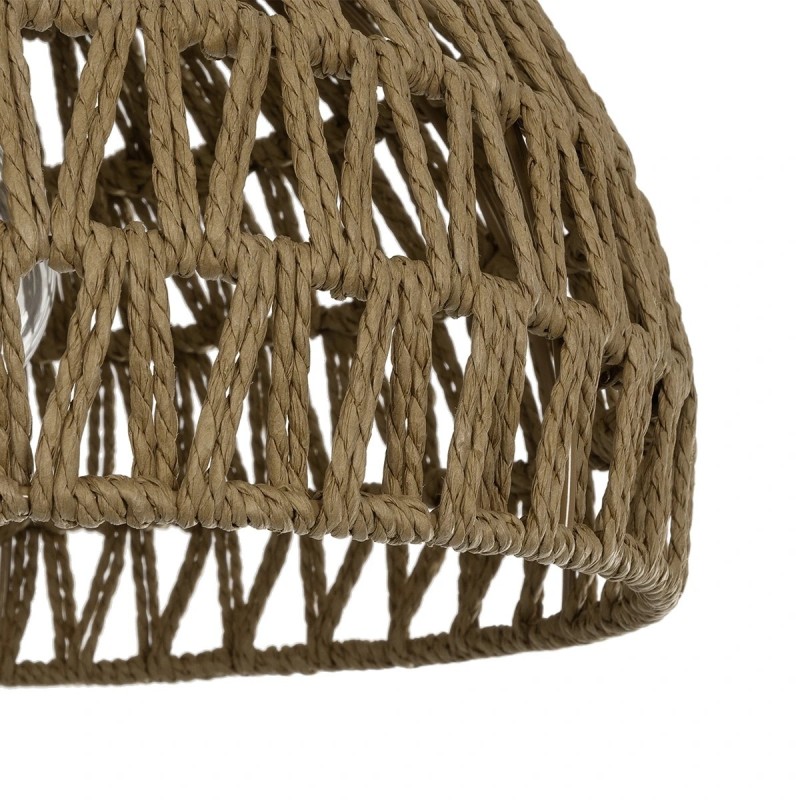 GloboStar® SAND 204-0167 Boho Κρεμαστό Φωτιστικό Καμπάνα Μονόφωτο 1 x E27 IP20 Μπεζ Σχοινί - Μ29 x Π29 x Υ16cm