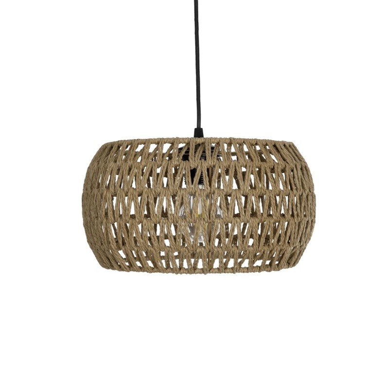 GloboStar® DARIO 204-0168 Boho Κρεμαστό Φωτιστικό Kαπέλο Μονόφωτο 1 x E27 IP20 Καφέ Σχοινί - Μ30 x Π30 x Υ15cm