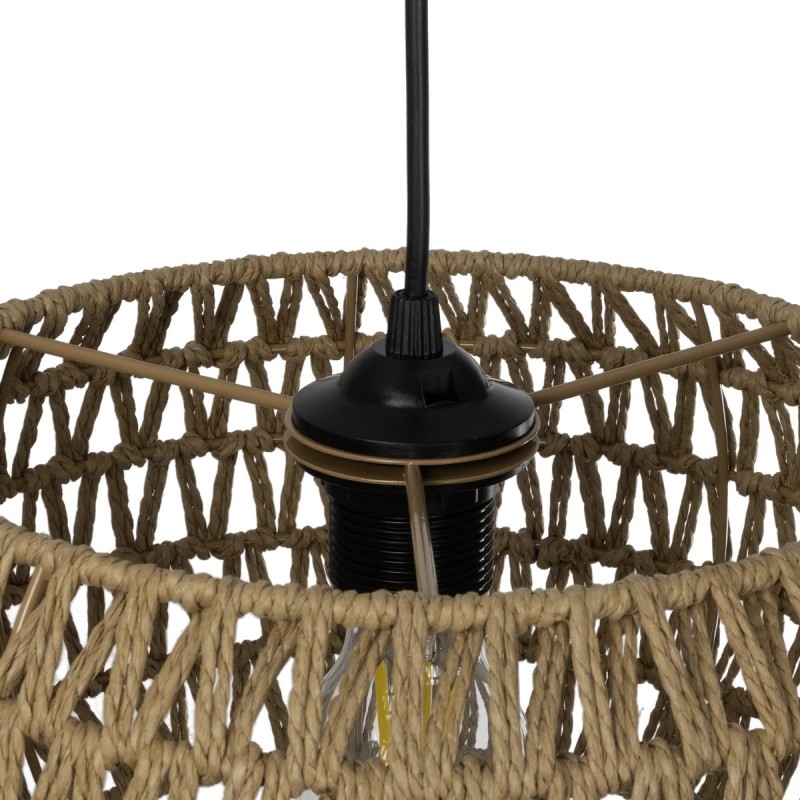 GloboStar® DARIO 204-0168 Boho Κρεμαστό Φωτιστικό Kαπέλο Μονόφωτο 1 x E27 IP20 Καφέ Σχοινί - Μ30 x Π30 x Υ15cm
