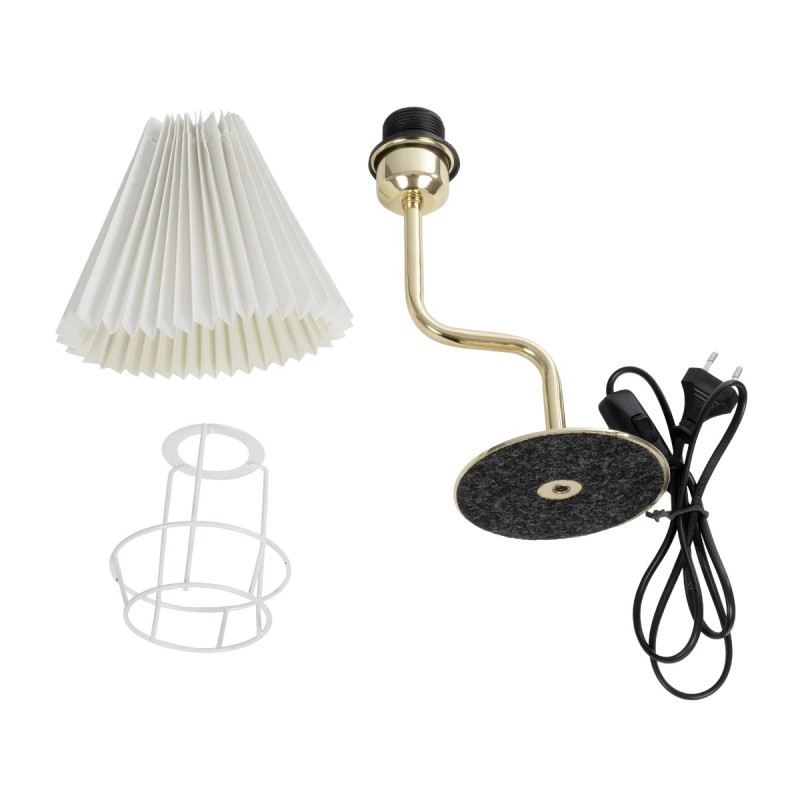 GloboStar® LIVL 204-0169 Μοντέρνο Eπιτραπέζιο Φωτιστικό Μονόφωτο 1 x E27 IP20 Χρυσό Μέταλλο με Μπεζ Ύφασμα - Μ22 x Π22 x Υ34cm