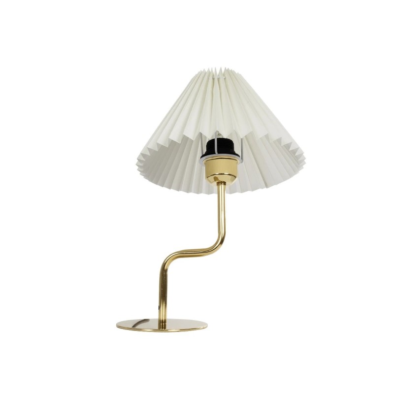 GloboStar® LIVL 204-0169 Μοντέρνο Eπιτραπέζιο Φωτιστικό Μονόφωτο 1 x E27 IP20 Χρυσό Μέταλλο με Μπεζ Ύφασμα - Μ22 x Π22 x Υ34cm