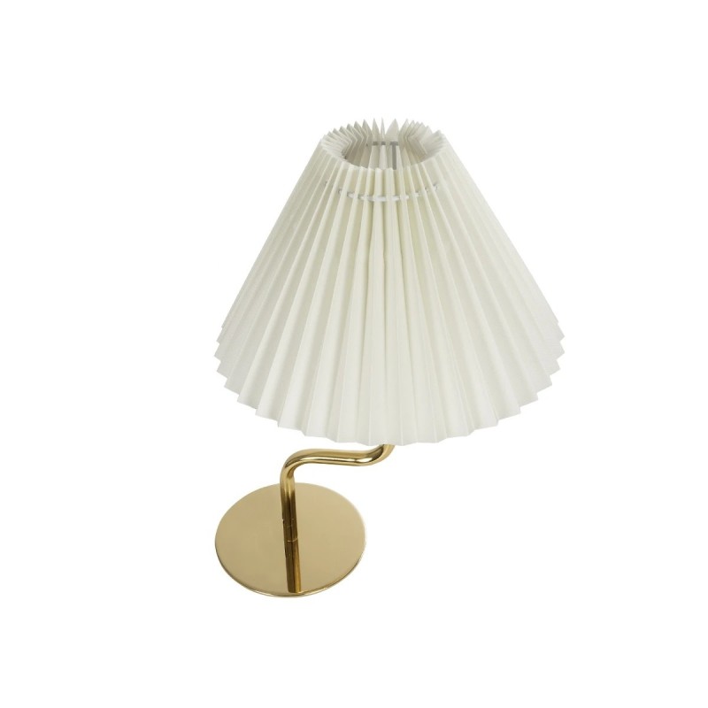 GloboStar® LIVL 204-0169 Μοντέρνο Eπιτραπέζιο Φωτιστικό Μονόφωτο 1 x E27 IP20 Χρυσό Μέταλλο με Μπεζ Ύφασμα - Μ22 x Π22 x Υ34cm