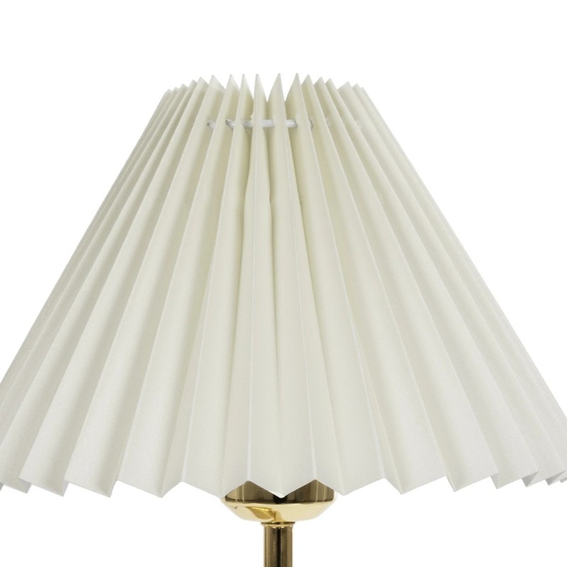 GloboStar® LIVL 204-0169 Μοντέρνο Eπιτραπέζιο Φωτιστικό Μονόφωτο 1 x E27 IP20 Χρυσό Μέταλλο με Μπεζ Ύφασμα - Μ22 x Π22 x Υ34cm