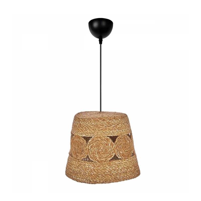 GloboStar® PANIER 204-0170 Boho Κρεμαστό Φωτιστικό Καμπάνα Μονόφωτο 1 x E27 IP20 Μπεζ Σχοινί - Μ32 x Π32 x Υ30cm