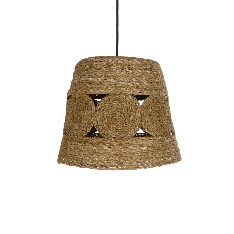 GloboStar® PANIER 204-0170 Boho Κρεμαστό Φωτιστικό Καμπάνα Μονόφωτο 1 x E27 IP20 Μπεζ Σχοινί - Μ32 x Π32 x Υ30cm