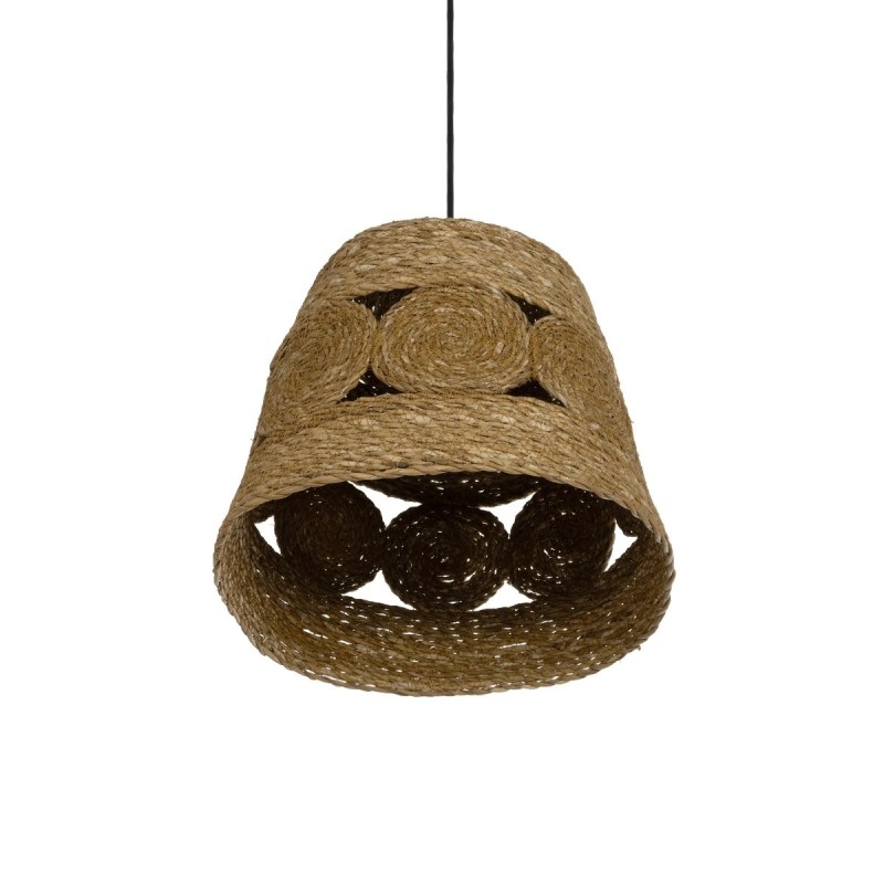 GloboStar® PANIER 204-0170 Boho Κρεμαστό Φωτιστικό Καμπάνα Μονόφωτο 1 x E27 IP20 Μπεζ Σχοινί - Μ32 x Π32 x Υ30cm