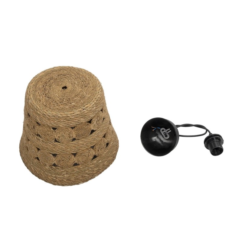 GloboStar® PANIER 204-0171 Boho Κρεμαστό Φωτιστικό Καμπάνα Μονόφωτο 1 x E27 IP20 Μπεζ Σχοινί - Μ32 x Π32 x Υ30cm