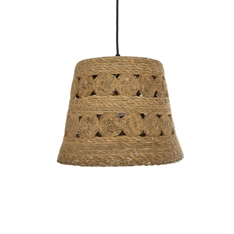 GloboStar® PANIER 204-0171 Boho Κρεμαστό Φωτιστικό Καμπάνα Μονόφωτο 1 x E27 IP20 Μπεζ Σχοινί - Μ32 x Π32 x Υ30cm