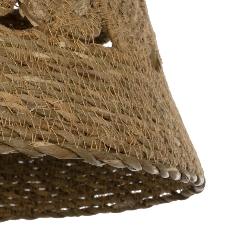 GloboStar® PANIER 204-0171 Boho Κρεμαστό Φωτιστικό Καμπάνα Μονόφωτο 1 x E27 IP20 Μπεζ Σχοινί - Μ32 x Π32 x Υ30cm