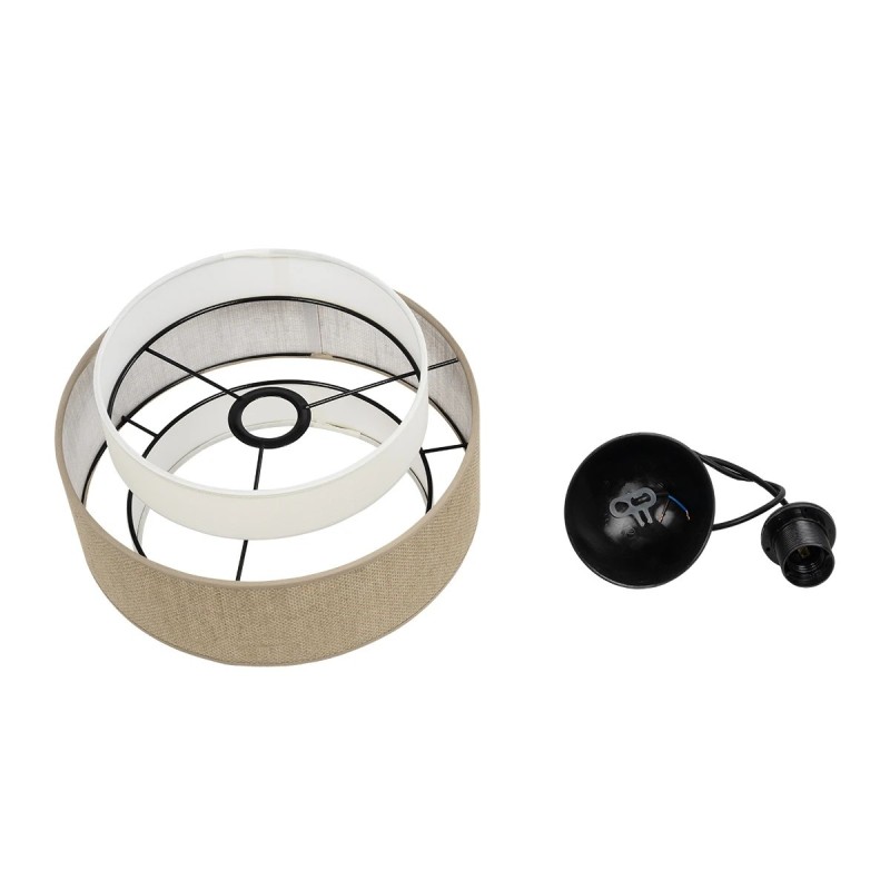 GloboStar® SOHO 204-0172 Μοντέρνο Κρεμαστό Φωτιστικό Kαπέλο Μονόφωτο 1 x E27 IP20 Μπεζ & Καφέ Ύφασμα - Μ30 x Π30 x Υ20cm