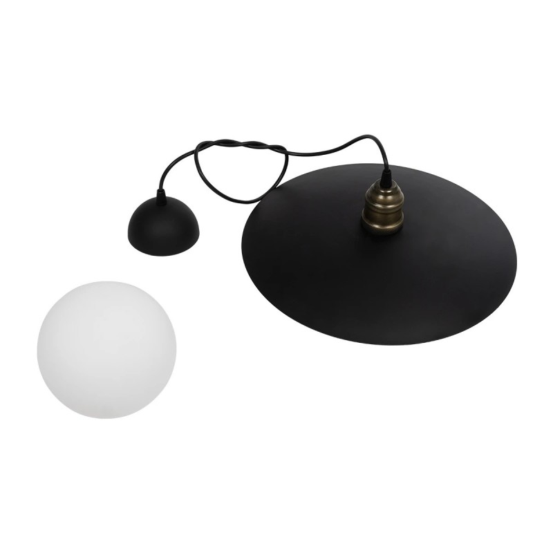 GloboStar® STUDY 204-0175 Μοντέρνο Κρεμαστό Φωτιστικό Καμπάνα Μονόφωτο 1 x E27 IP20 Μπρούτζινο & Μαύρο Μέταλλο - Μ31 x Π31 x Υ27cm