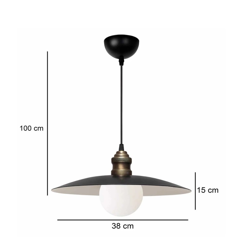 GloboStar® STUDY 204-0175 Μοντέρνο Κρεμαστό Φωτιστικό Καμπάνα Μονόφωτο 1 x E27 IP20 Μπρούτζινο & Μαύρο Μέταλλο - Μ31 x Π31 x Υ27cm