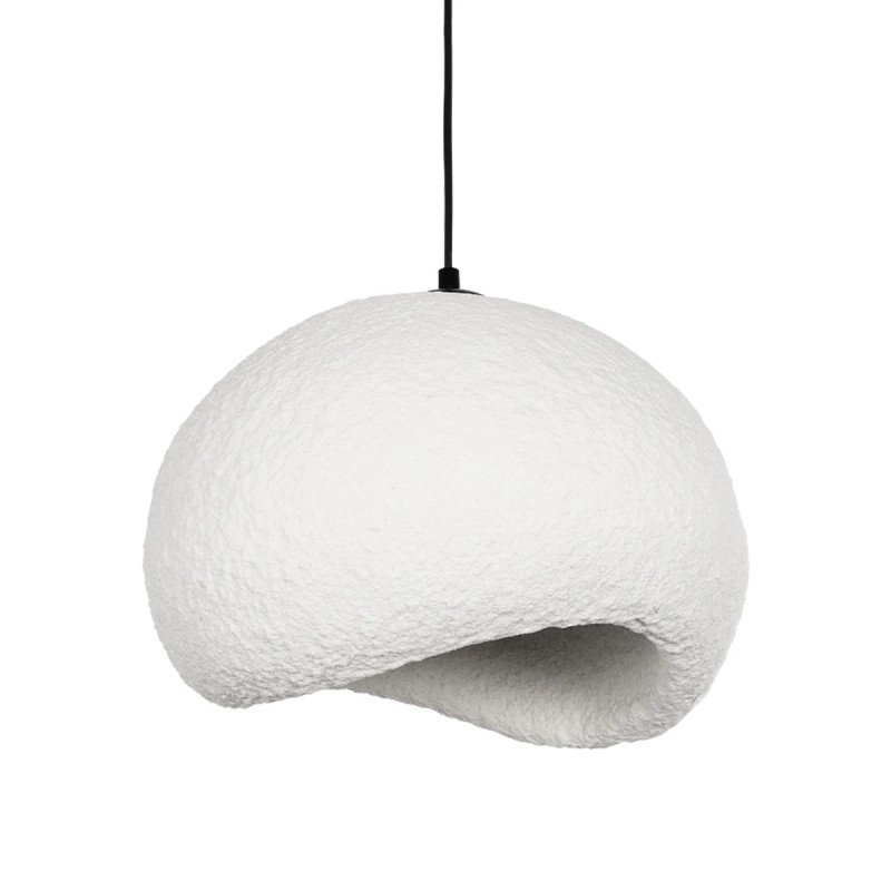 GloboStar® STONE 204-0176 Μοντέρνο Κρεμαστό Φωτιστικό Καμπάνα Μονόφωτο 1 x E27 IP20 Λευκή Πολυστερίνη με Λευκή Ρητίνη - Μ31.5 x Π35 x Υ26cm