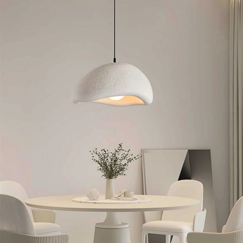 GloboStar® STONE 204-0176 Μοντέρνο Κρεμαστό Φωτιστικό Καμπάνα Μονόφωτο 1 x E27 IP20 Λευκή Πολυστερίνη με Λευκή Ρητίνη - Μ31.5 x Π35 x Υ26cm