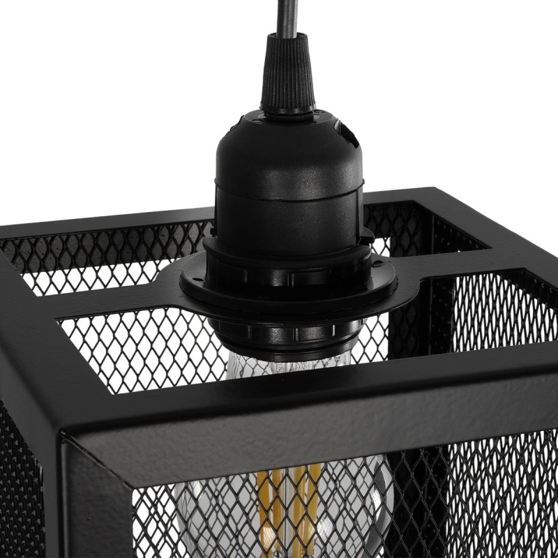 GLOBOSTAR® JAULA 204-0181 Μοντέρνο Κρεμαστό Φωτιστικό Οροφής Μονόφωτο 1 x E27 AC 220-240V IP20 Μαύρο - Μ16 x Π16 x Υ16cm