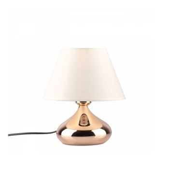 GLOBOSTAR® KORG 204-0184 Μοντέρνο Επιτραπέζιο Φωτιστικό Πορτατίφ με Ντουί 1 x E27 AC 220-240V IP20 - Χάλκινο & Μπεζ - Μ17 x Π17 x Υ23cm