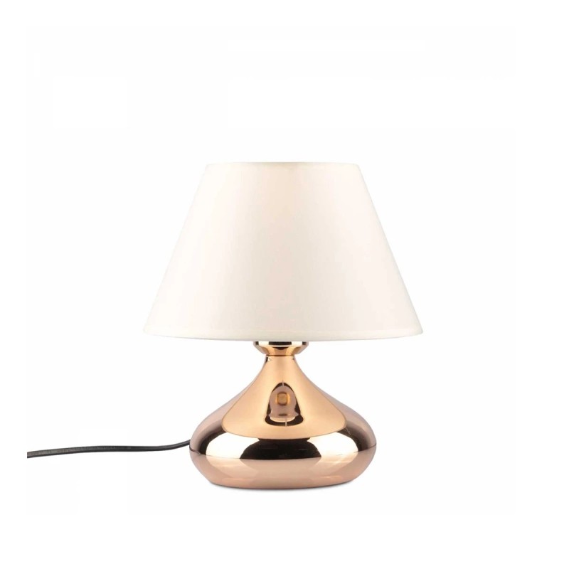 GLOBOSTAR® KORG 204-0184 Μοντέρνο Επιτραπέζιο Φωτιστικό Πορτατίφ με Ντουί 1 x E27 AC 220-240V IP20 - Χάλκινο & Μπεζ - Μ17 x Π17 x Υ23cm