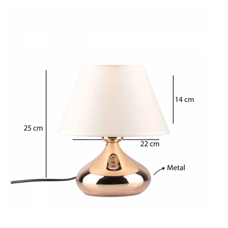 GLOBOSTAR® KORG 204-0184 Μοντέρνο Επιτραπέζιο Φωτιστικό Πορτατίφ με Ντουί 1 x E27 AC 220-240V IP20 - Χάλκινο & Μπεζ - Μ17 x Π17 x Υ23cm