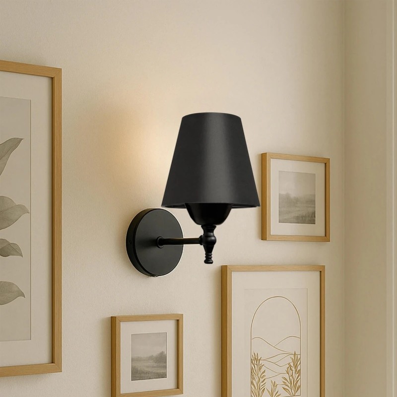 GloboStar® ELEGANTE 204-0185 Μοντέρνο Φωτιστικό Τοίχου Απλίκα Μονόφωτο 1 x E27 AC 220-240V IP20 Μαύρο - Μ14 x Π14 x Υ26cm