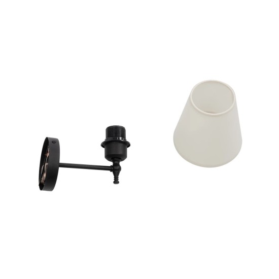 GloboStar® ELEGANTE 204-0186 Μοντέρνο Φωτιστικό Τοίχου Απλίκα Μονόφωτο 1 x E27 AC 220-240V IP20 Μπεζ & Μαύρο - Μ14 x Π14 x Υ26cm