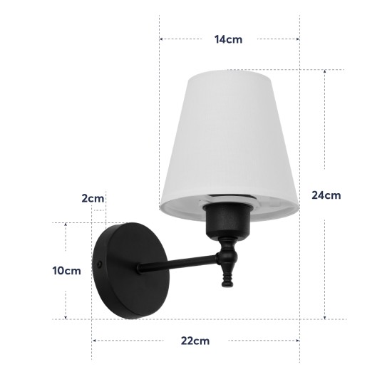 GloboStar® ELEGANTE 204-0186 Μοντέρνο Φωτιστικό Τοίχου Απλίκα Μονόφωτο 1 x E27 AC 220-240V IP20 Μπεζ & Μαύρο - Μ14 x Π14 x Υ26cm