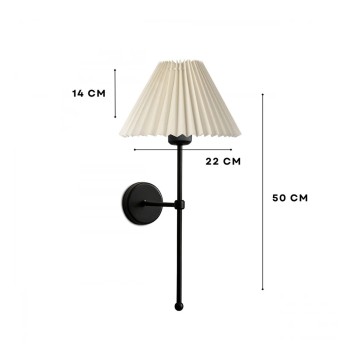 GLOBOSTAR® LING 204-0188 Μοντέρνο Φωτιστικό Τοίχου - Απλίκα με Ντουί 1 x E27 AC 220-240V IP20 - Μαύρο & Μπεζ - Μ22 x Π25 x Υ53cm