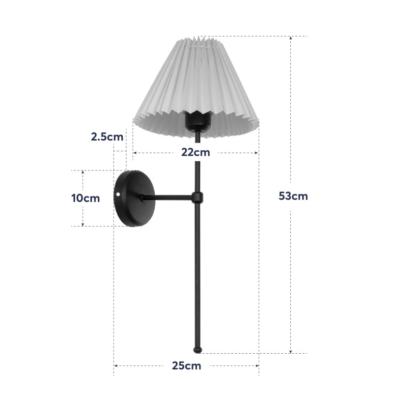GloboStar® LING 204-0188 Μοντέρνο Φωτιστικό Τοίχου Απλίκα Μονόφωτο 1 x E27 AC 220-240V IP20 Μπεζ & Μαύρο - Μ22 x Π22 x Υ50cm