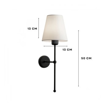 GLOBOSTAR® LING 204-0190 Μοντέρνο Φωτιστικό Τοίχου - Απλίκα με Ντουί 1 x E27 AC 220-240V IP20 - Μαύρο & Μπεζ - Μ14 x Π21 x Υ54cm