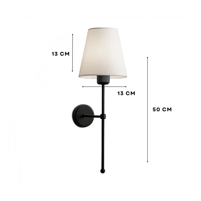 GloboStar® LING 204-0190 Μοντέρνο Φωτιστικό Τοίχου Απλίκα Μονόφωτο 1 x E27 AC 220-240V IP20 Μπεζ & Μαύρο - Μ13 x Π13 x Υ50cm
