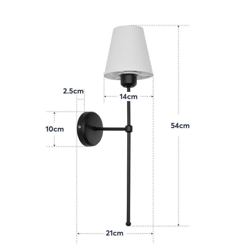 GloboStar® LING 204-0190 Μοντέρνο Φωτιστικό Τοίχου Απλίκα Μονόφωτο 1 x E27 AC 220-240V IP20 Μπεζ & Μαύρο - Μ13 x Π13 x Υ50cm