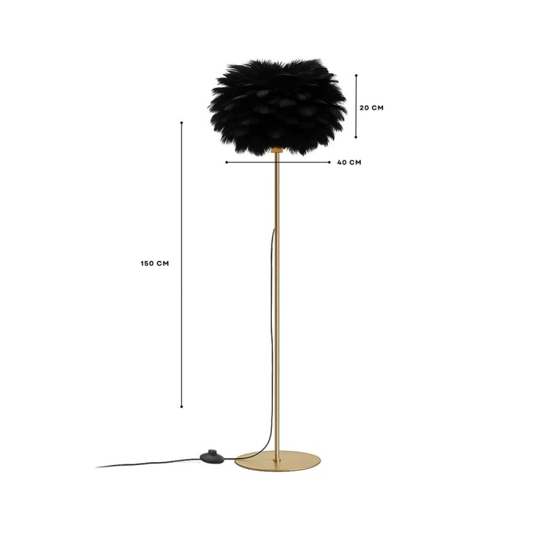 GLOBOSTAR® ALES 204-0193 Μοντέρνο Επιδαπέδιο Φωτιστικό με Ντουί 1 x E27 AC 220-240V IP20 - Μαύρο & Χρυσό - Μ40 x Π40 x Υ150cm