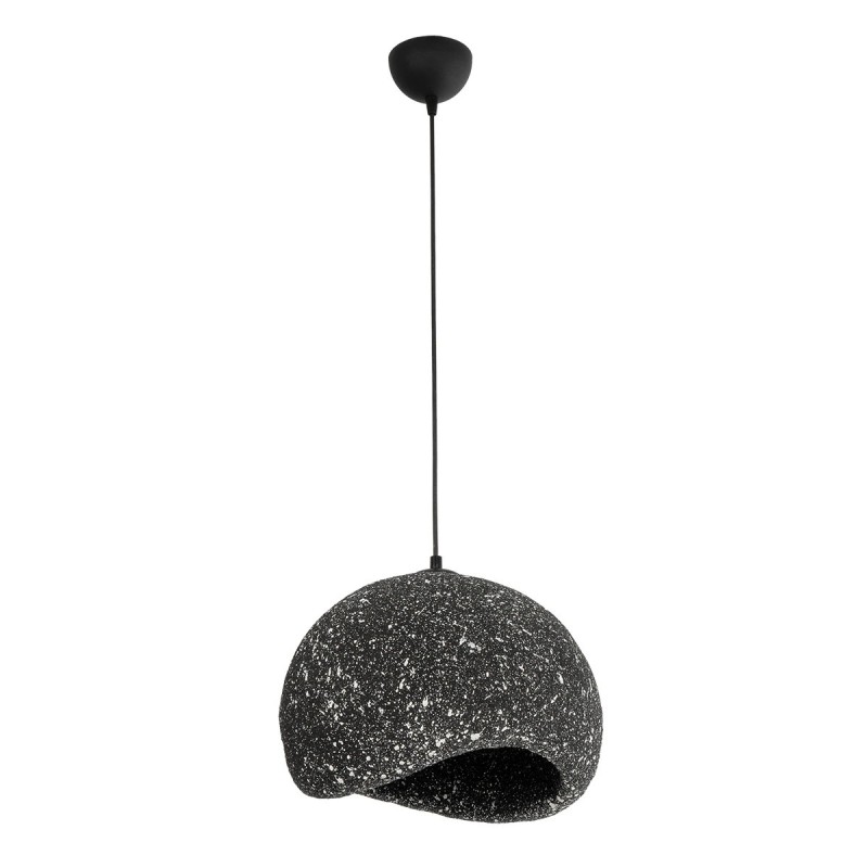 GloboStar® STONE 204-0194 Μοντέρνο Κρεμαστό Φωτιστικό Καμπάνα Μονόφωτο 1 x E27 IP20 Μαύρο Με Λευκό Πολυστερίνη με Ρητίνη - Μ35 x Π31 x Υ26cm