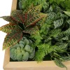 GloboStar® Artificial Garden VARIOUS PLANT 20641 Τεχνητό Διακοσμητικό Φυλλωσιάς σε Ξύλινο Πάνελ - Κάθετος Κήπος Μιξ Μ60 x Π60 x Υ32cm