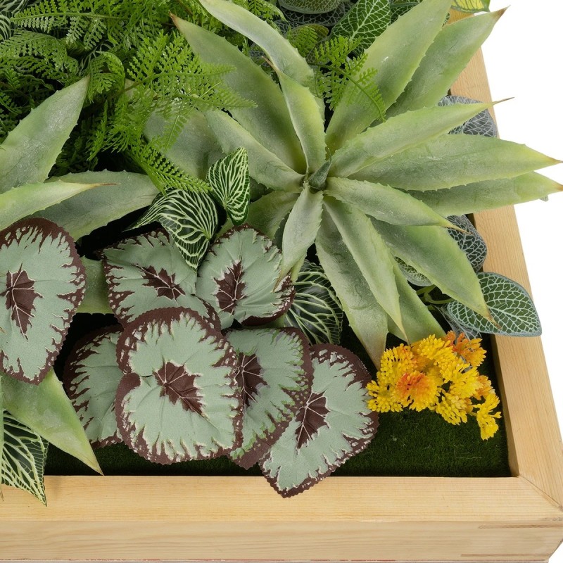 GloboStar® Artificial Garden VARIOUS PLANT 20641 Τεχνητό Διακοσμητικό Φυλλωσιάς σε Ξύλινο Πάνελ - Κάθετος Κήπος Μιξ Μ60 x Π60 x Υ32cm