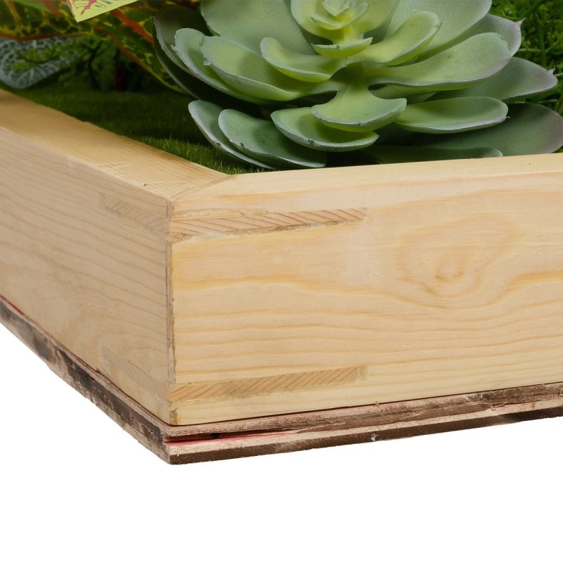 GloboStar® Artificial Garden VARIOUS PLANT 20641 Τεχνητό Διακοσμητικό Φυλλωσιάς σε Ξύλινο Πάνελ - Κάθετος Κήπος Μιξ Μ60 x Π60 x Υ32cm