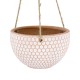 GloboStar® Artificial Garden CHIOS 20462 Κρεμαστό Πήλινο Κεραμικό Κασπώ Γλάστρα - Flower Pot Κεραμιδί με Λευκό Φ19.5cm x Υ11.5cm