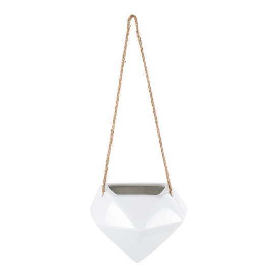 GloboStar® Artificial Garden HERAKLIO 20467 Κρεμαστό Πήλινο Κεραμικό Κασπώ Γλάστρα - Flower Pot Λευκό Μ13.5 x Π15.5 x Υ37cm GloboStar® Artificial Garden HERAKLIO 20467 Κρεμαστό Πήλινο Κεραμικό Κασπώ Γλάστρα - Flower Pot Λευκό Μ13.5cm x Π15.5 x Υ37cm