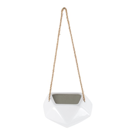 GloboStar® Artificial Garden HERAKLIO 20467 Κρεμαστό Πήλινο Κεραμικό Κασπώ Γλάστρα - Flower Pot Λευκό Μ13.5 x Π15.5 x Υ37cm GloboStar® Artificial Garden HERAKLIO 20467 Κρεμαστό Πήλινο Κεραμικό Κασπώ Γλάστρα - Flower Pot Λευκό Μ13.5cm x Π15.5 x Υ37cm