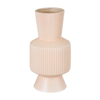 GloboStar® Artificial Garden CAPRI 20470 Πήλινο Κεραμικό Κασπώ Γλάστρα - Flower Pot Απαλό Μπεζ Φ9.5cm x Υ25cm